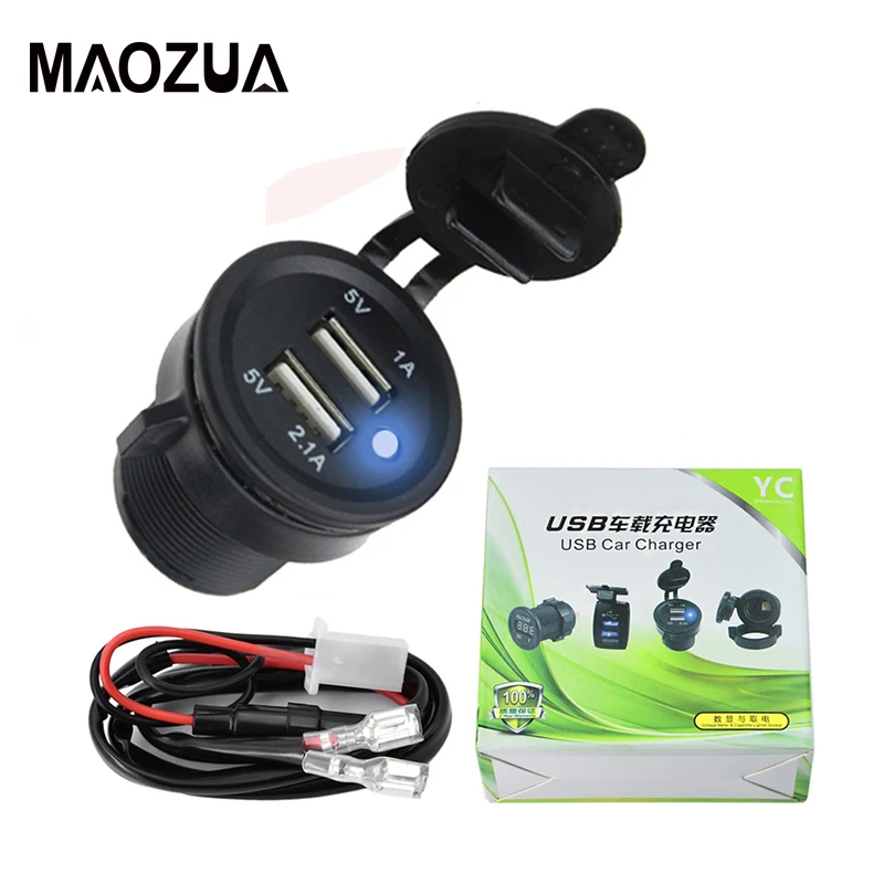 DC 12 24V двойное USB зарядное устройство для мотоцикла Авто Грузовик ATV Лодка