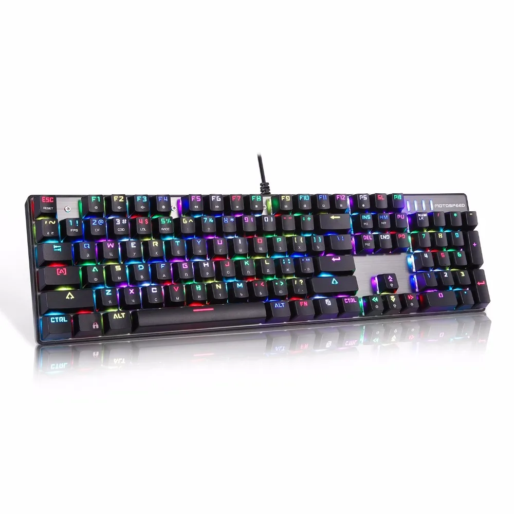 Русская клавиатура Motospeed CK104 Проводная Механическая 104 ключей RGB игровая с