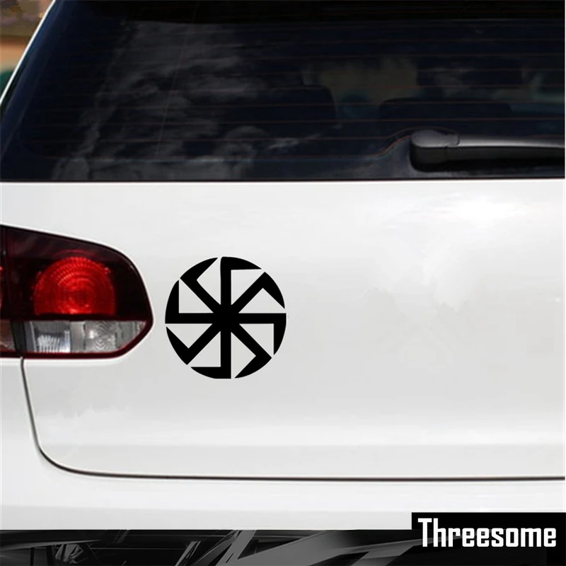 

SRXTZM CS-411 15cm Slavic Slavonis Symbol Kolovrat Funny Car Sticker And Decal Silvery Black Vinyl Auto Car Stickers