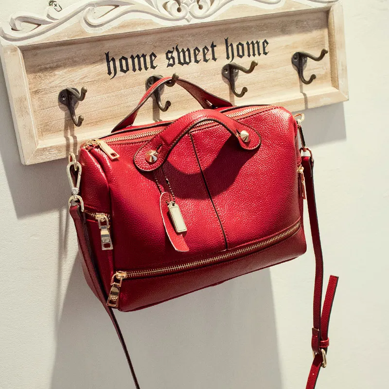 Designer Retro Boston Bag Lady 2016 New Chic Pillow shaped PU font b Handbag b font