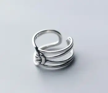 

1PC 100% Authentic REAL.925 Sterling Silver Fine Jewelry Double Rows Open Love Knot Twisted Long Band Ring GTLJ1476