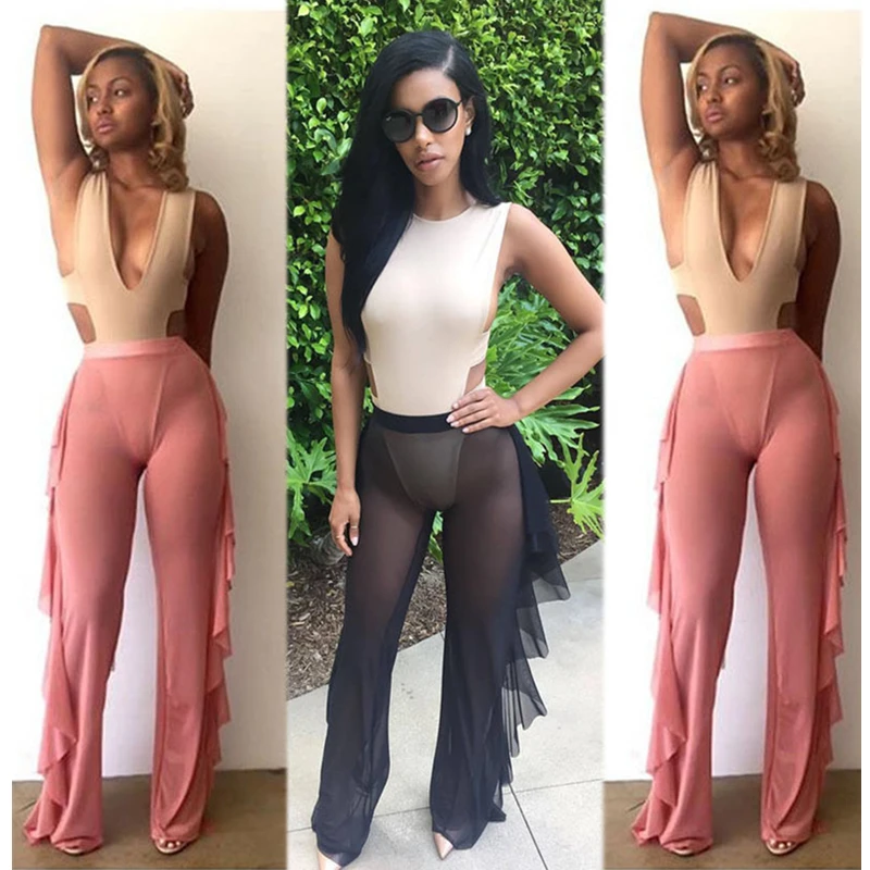mesh high waisted trousers