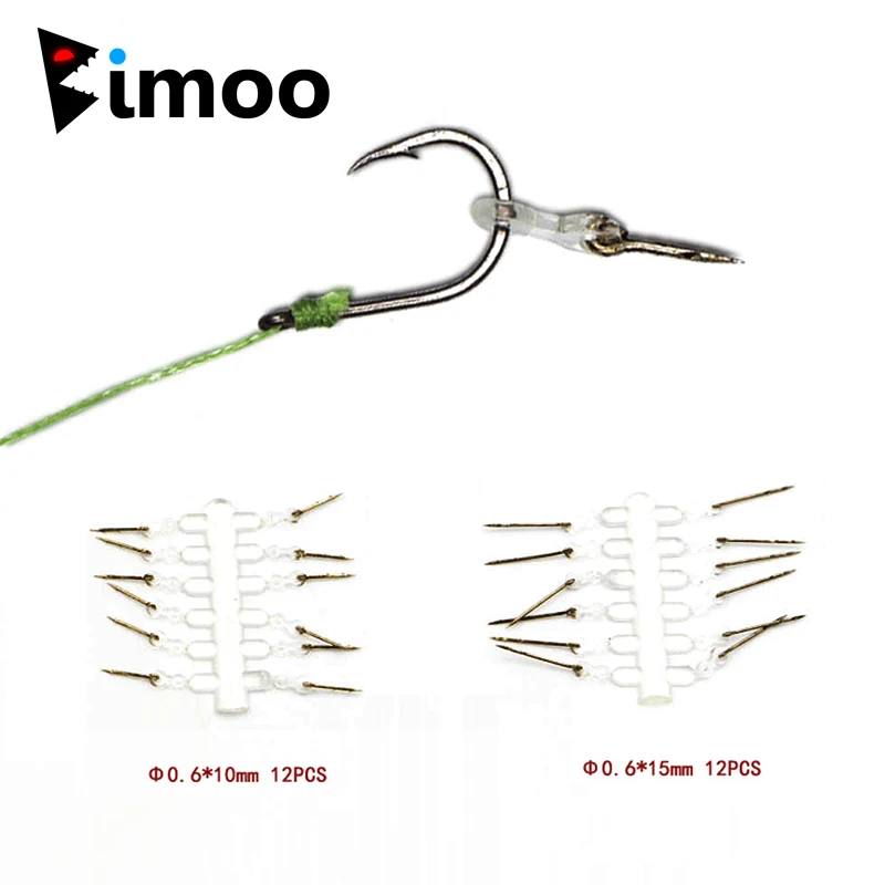 

Bimoo 12PCS/Card Carp Fishing Bait Pin Hair Rig Hook Pin with Clear Rubber Stops Carp Fishing Terminal Tackle