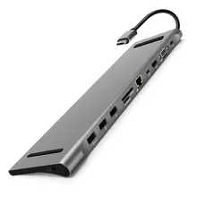 Type-C 3.1 Docking Station Aluminum Multi-function Macbook Pro HUB to HDMI/VGA/Mini DP/SD/TF/RJ45/USB 3.0/USB-C PD Female - Grey orico aluminum hub type c to type a type c hdmi converter support pd multi function laptop station for macbook pc