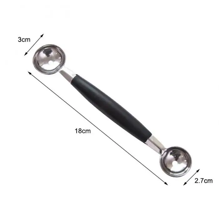 Hot Spoon Stainless Steel Multifunction Dual Double-end For Ice Cream Fruit Watermelon MDD88