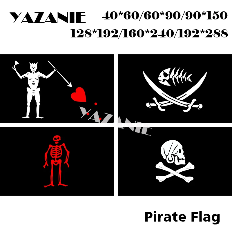 

YAZANIE Any Size Pirate Flag of Blackbeard Pirate Fish Flag with Swords Edward Low Flag Custom Pirate Flag of Henry Every