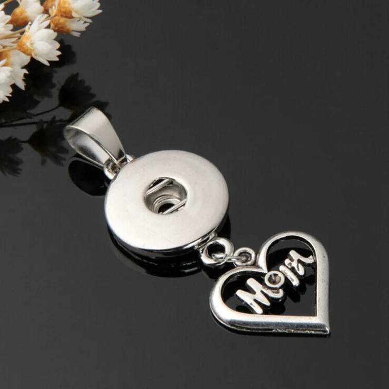 

Hot sale snap button pendant necklace,MOM pendant for 18mm snaps NB0052(with 50cm chain)
