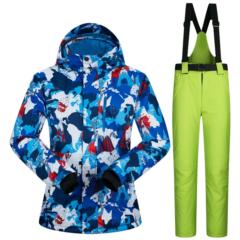 Лыжный костюм для мужчин, Зимний водонепроницаемый ветрозащитный лыжный и сноубордический костюмы, зимние уличные спортивные теплые брендовые лыжные куртки для мужчин - Цвет: XRM02  GREEN
