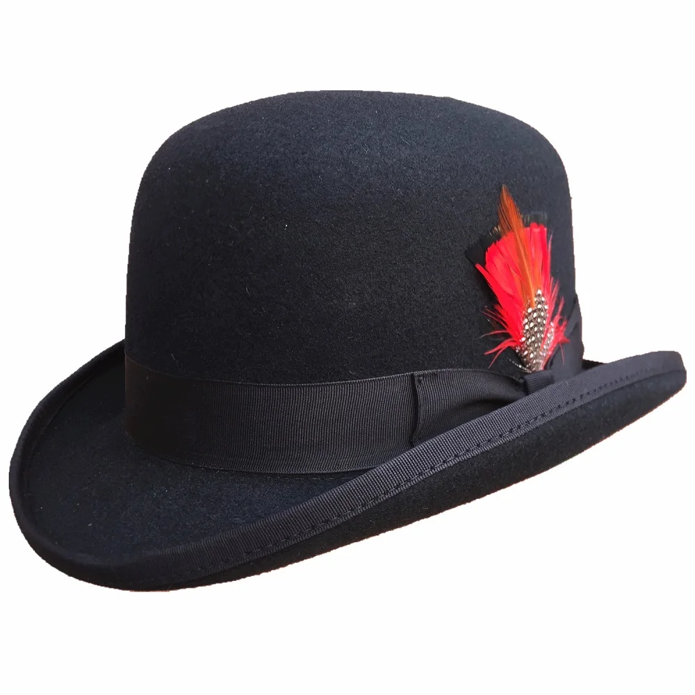 Zwarte Mannen Wolvilt Derby Hoed Bowler Hoeden Sterk Pakket|felt derby  hat|bowler hatderby hat - AliExpress