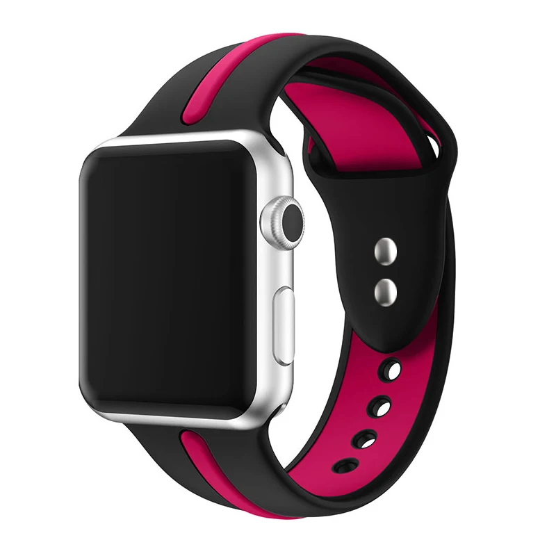 black Rose red Спортивный ремешок для apple watch pulseira apple watch 4, 3, 5, ремешок 44 мм, 40 мм, iwatch band 42 мм, 38 мм, браслет correa, ремешок для часов - Цвет ремешка: black Rose red