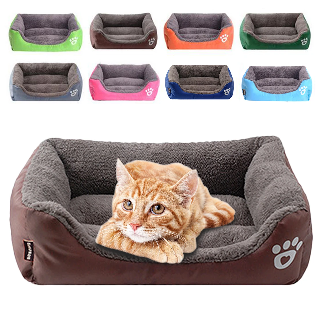 buy S M L Soft Pet Bed 8 Colors Paw Pet Sofa Dog Beds Waterproof Bottom Soft Fleece Warm Cat Bed House Petshop cama perro