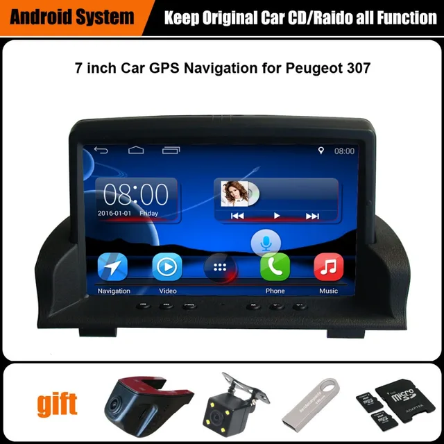 Upgraded Original Android Car multimedia Player Car GPS Navigation Suit to Peugeot 307 Support WiFi Bluetooth