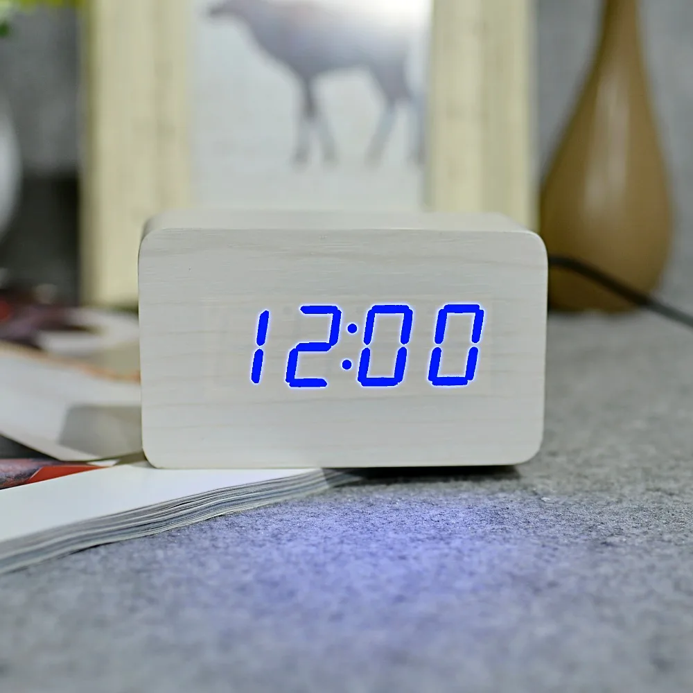 Светодиодный термометр Suncree цифровые часы с датой и температурой деревянные