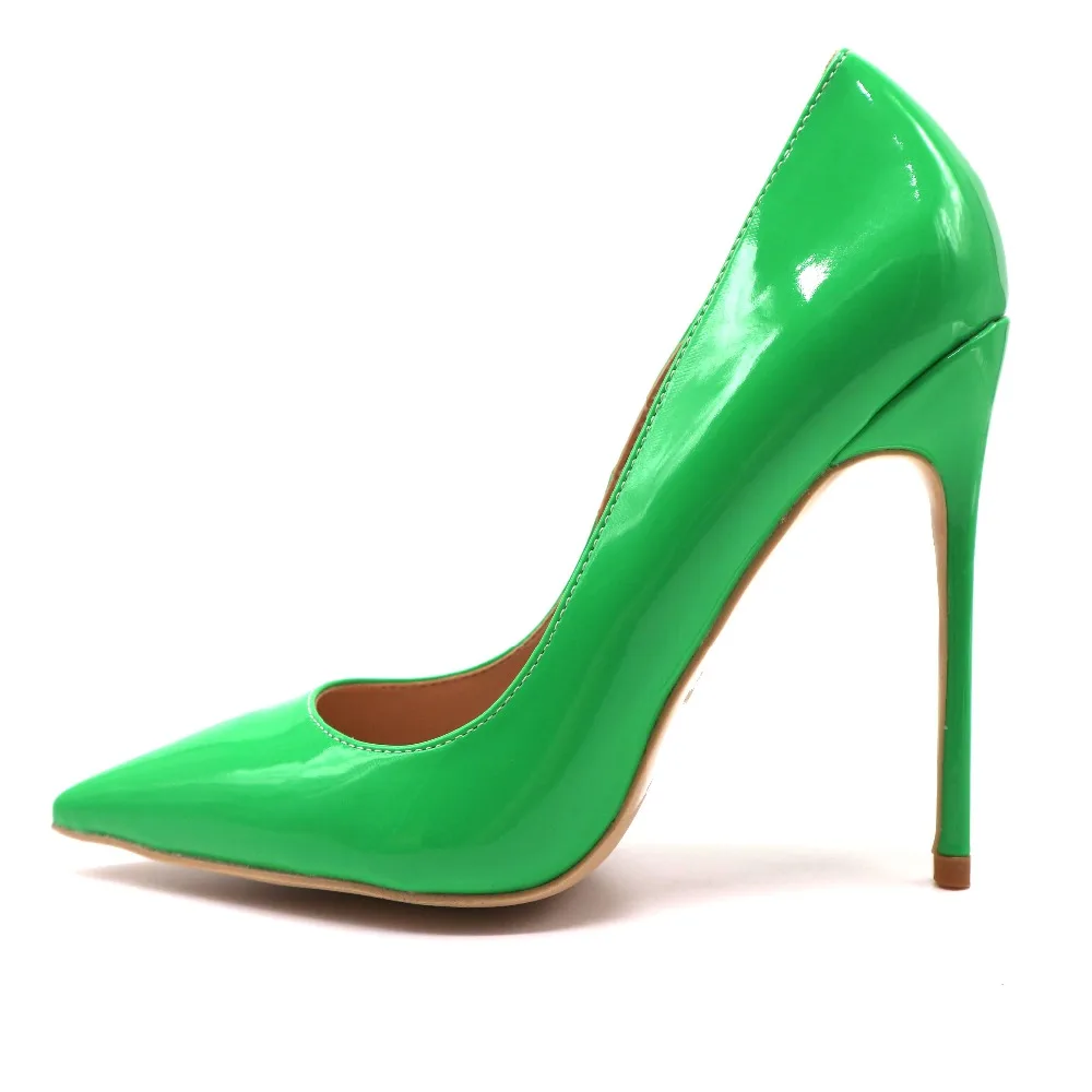 New Fashion Green Patent Leather High Heel Shoes Woman Sexy Poined Toe ...