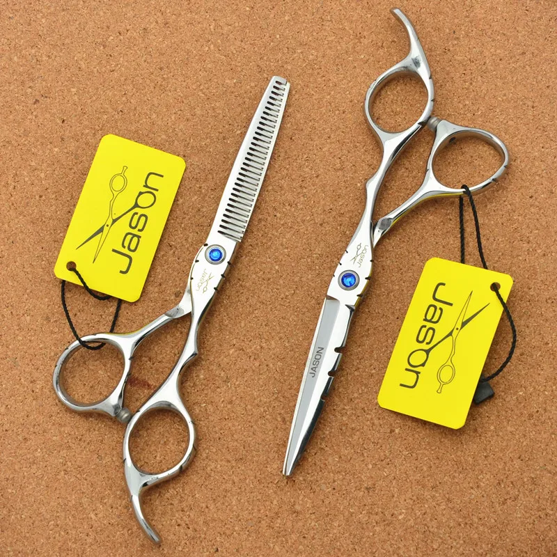 

308# 6'' Brand Jason TOP GRADE Hairdressing Scissors Big Rhinestone 440C Barbers Cutting Scissors Thinning Shears Hair Scissors