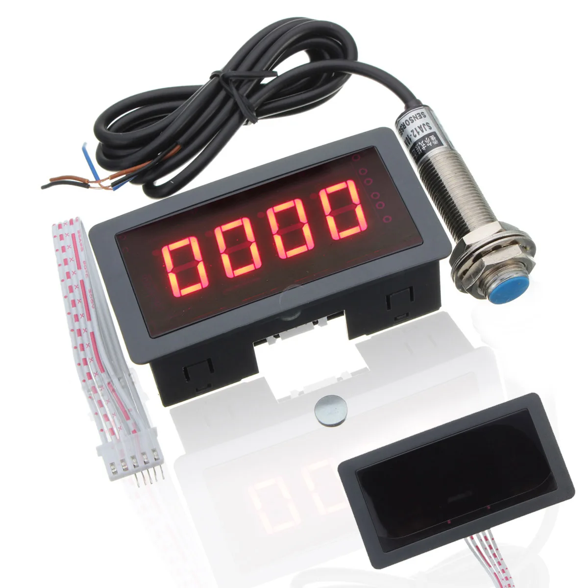 

Red LED 4 Digital Tachometer RPM Speed Meter + Proximity Switch Sensor NPN Measuring Instruments