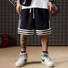 Уличный стиль шорты мужские tide card студенческие свободные дышащие толпы тренд полосы