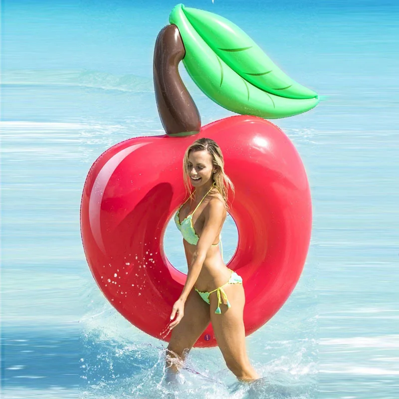 

2019 New Adult Children Aquatic Inflatable Apple Swimming Ring Inflatable Floating Bed Outdoor Sports Swimming Circle Large