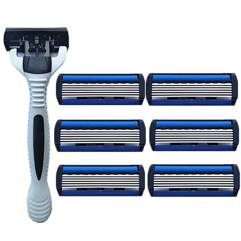 

6 Layers Razor 1 Razor Holder + 6 Blades Replacement Shaver Head Razor Set