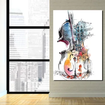 

Modern HD Printed music guitar canvas painting abstract art canvas pictures for living room decoration wholesale drop shipping