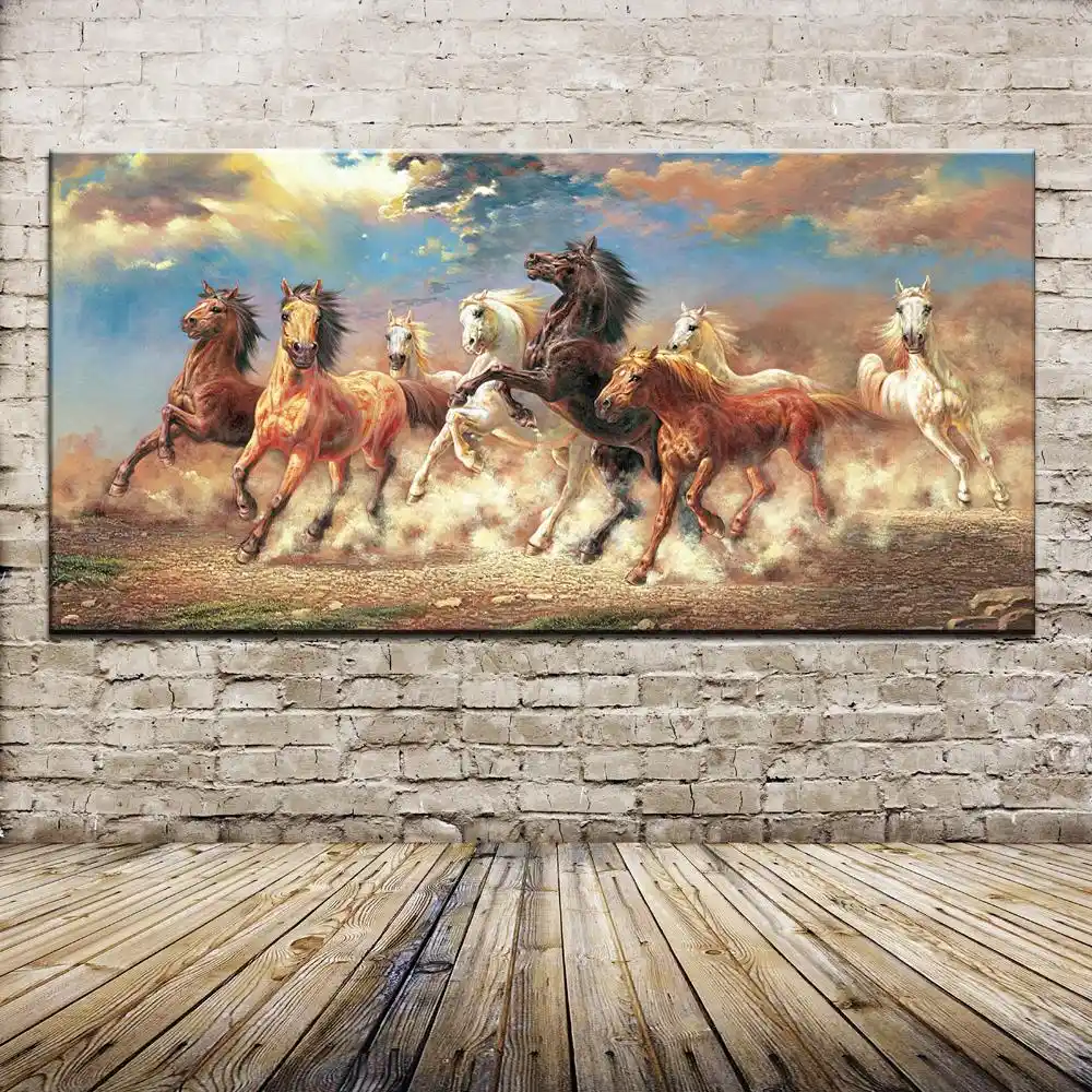 Без рамки стены искусства красочные настенные украшения 8 бегущая лошадь холст