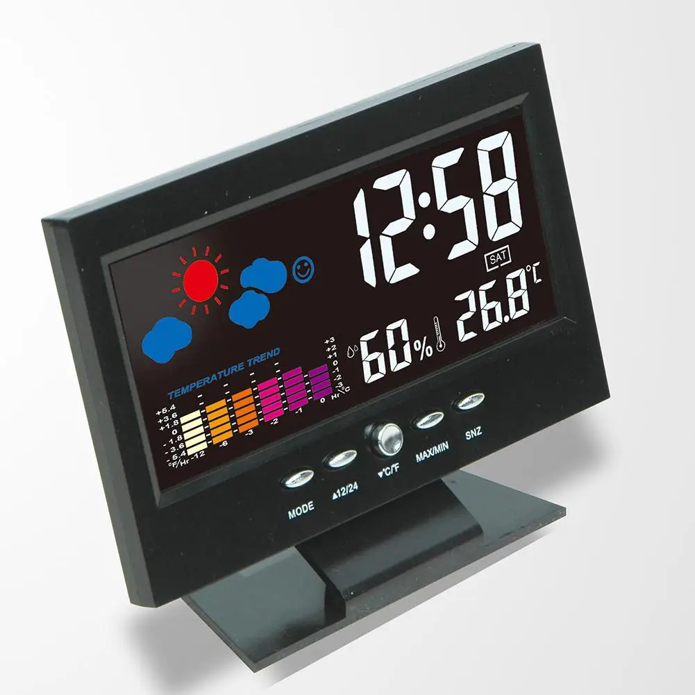 

LanLan Sound Sensor Digital Temperature Humidity Meter Clock with Colour Display Thermometer Hygrometer Calendar Weather Station