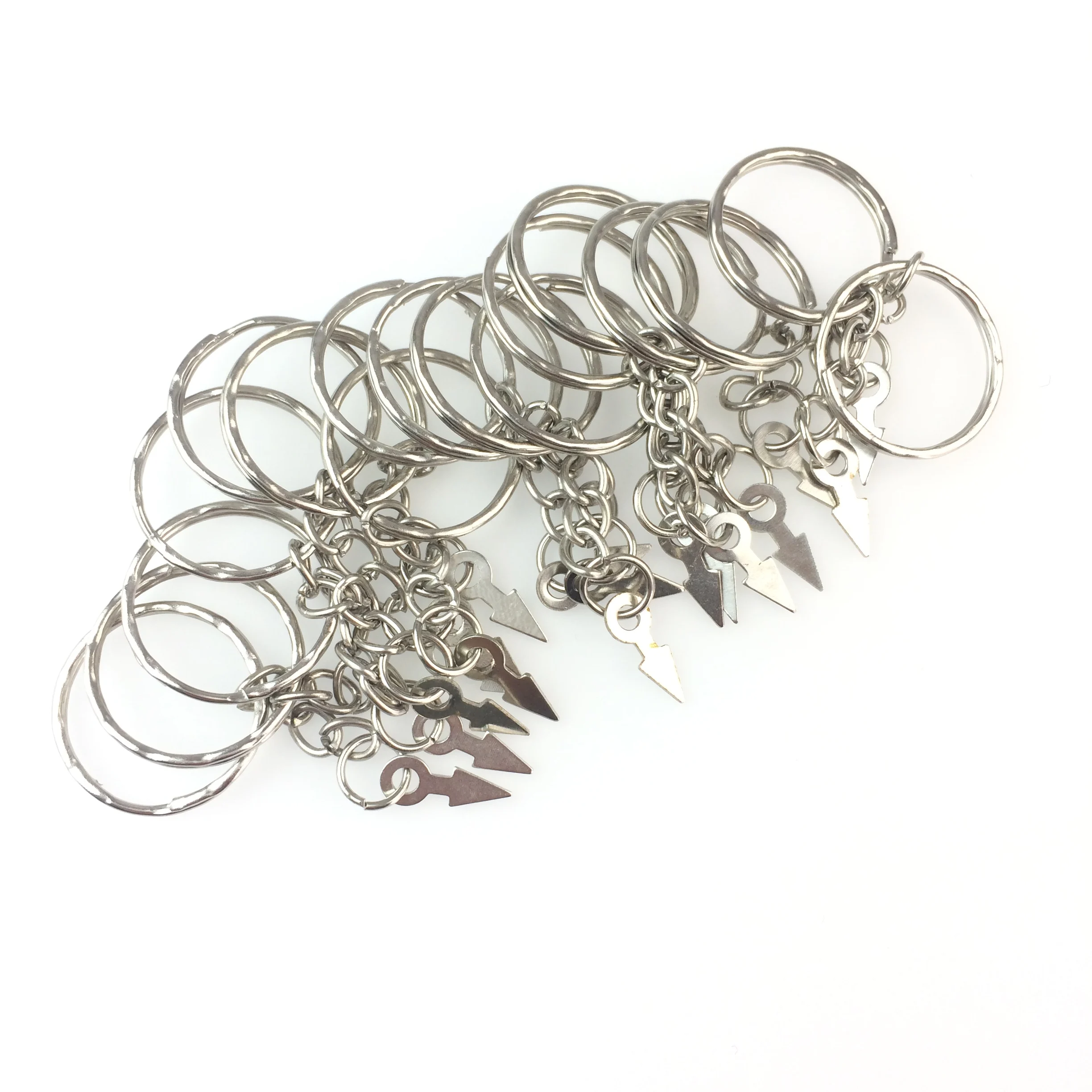 10 Pcs Polished Silver 22mm Keyring Keychain Split Ring with Short