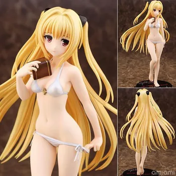 

Original Box 23cm Anime To LOVE Ru Golden Darkness Yami Swimsuit Ver Sexy Black and white swimsuit Action Figure Model Doll toy