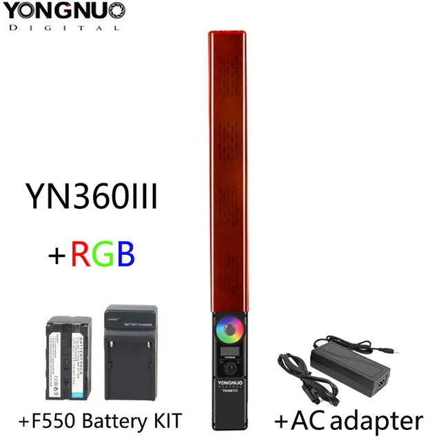 YONGNUO YN360 III YN360III Handheld LED Video Light Touch Adjusting Bi-colo 3200k to 5500k RGB Color Temperature with Remote - Color: Blue