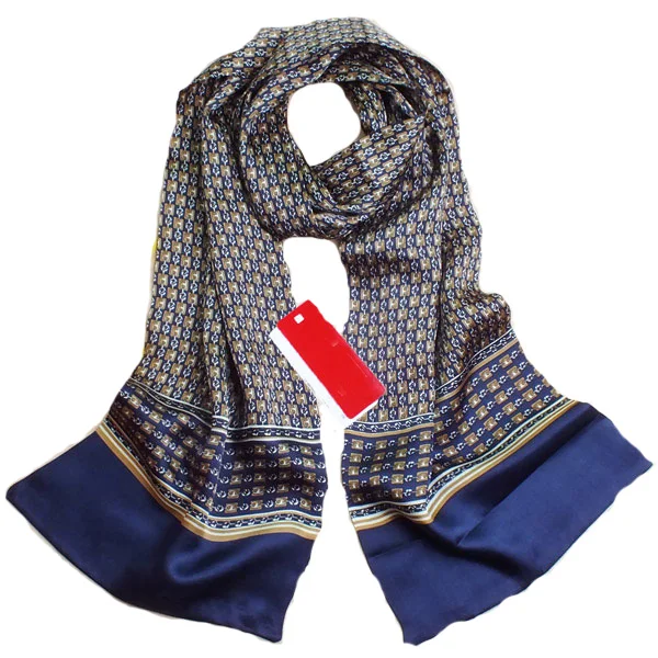 Бренд Foulard Demme Soie De Marque, дизайнерский Шелковый мужской шарф, Мода, атласные шелковые шали и шарфы, Двусторонний Шелковый плащ - Цвет: Blue Chain