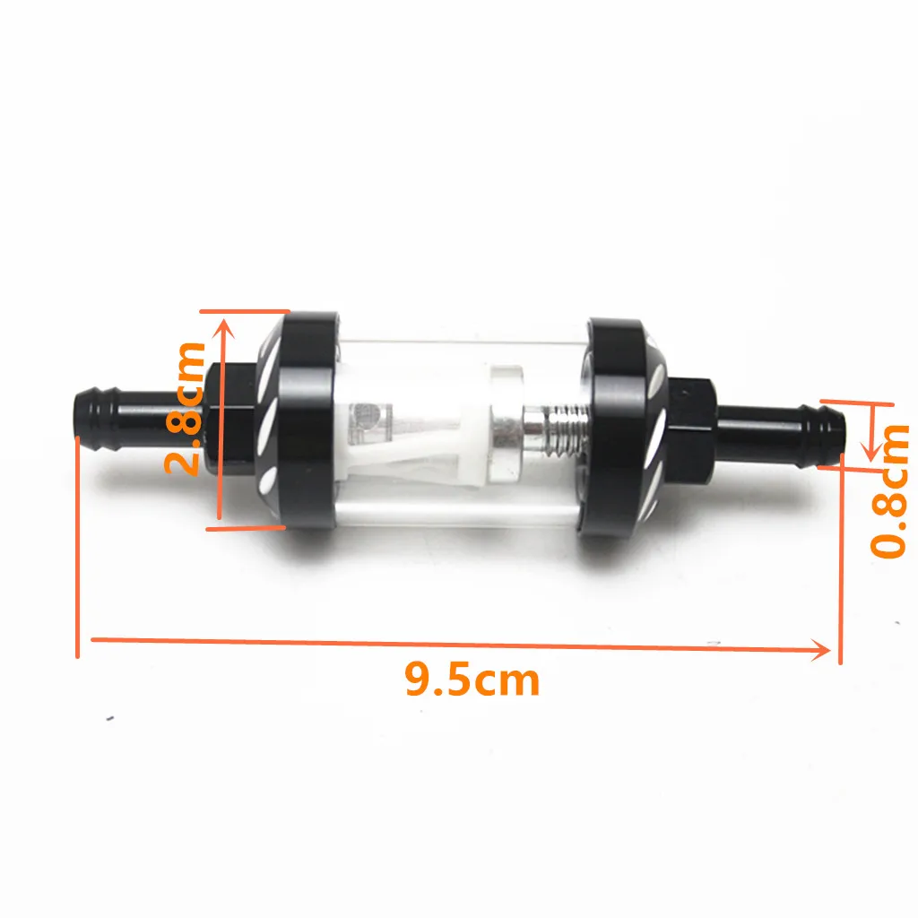 Universal 8mm Glass Oil Cleaner Inline Petrol Gas Fuel Filter for Motorcycle Pit Dirt Bike ATV Motorcycle Accessories Black