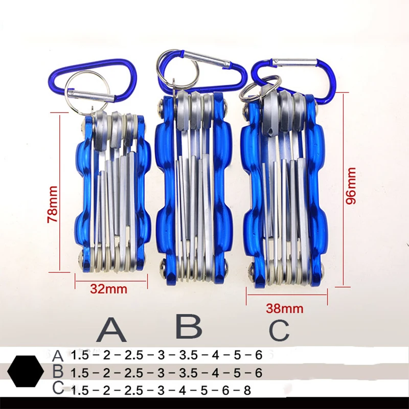 Набор шестигранных ключей в сложенном виде, шестигранный ключ, шестигранный ключ, шестигранная отвертка, Метрическая слива, внутренние шестигранные ручные инструменты