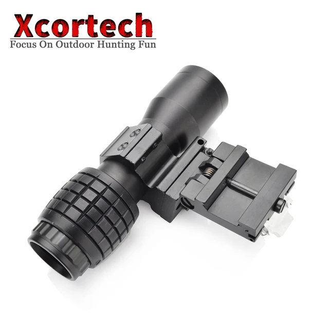 Enfoque de aumento táctico Airsoft 4X ajustado con soporte abatible hacia arriba para visor holográfico 551 552 - Imagen 2