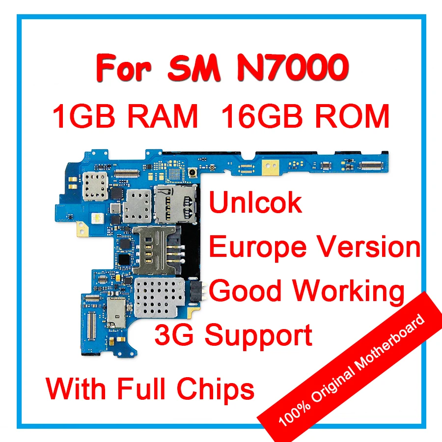 

16GB Europe Version Original Motherboard For Samsung Galaxy Note 1 N7000 100% Unlocked Logic Android System Mainboard With Chips