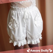 Модные милые белые Лолита шорты-шаровары любой размер