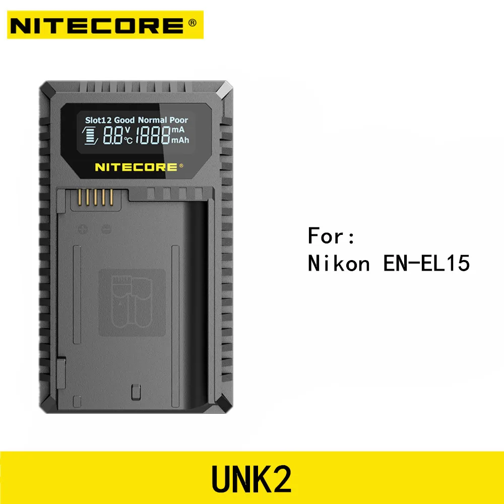 Nitecore UNK2 двойной слот USB Зарядное устройство для Nikon EN-EL15 Батарея D500 D600 D610 D750 D800 D800E