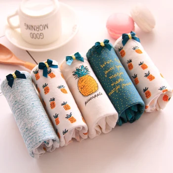 

4pcs/1set Women Underwear Panties Cartoon Print Cotton Panties Fashion Briefs for Women Panties Cute Waist Panties