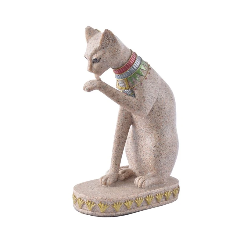 Figurina di Gatto in Resina con Statua di Gatto Vintage Portacandele Unico per L'Ufficio a Casa Figurina di Gatto in Resina con Statua di Gatto Vintage Portacandele Unico per L'Ufficio a Casa