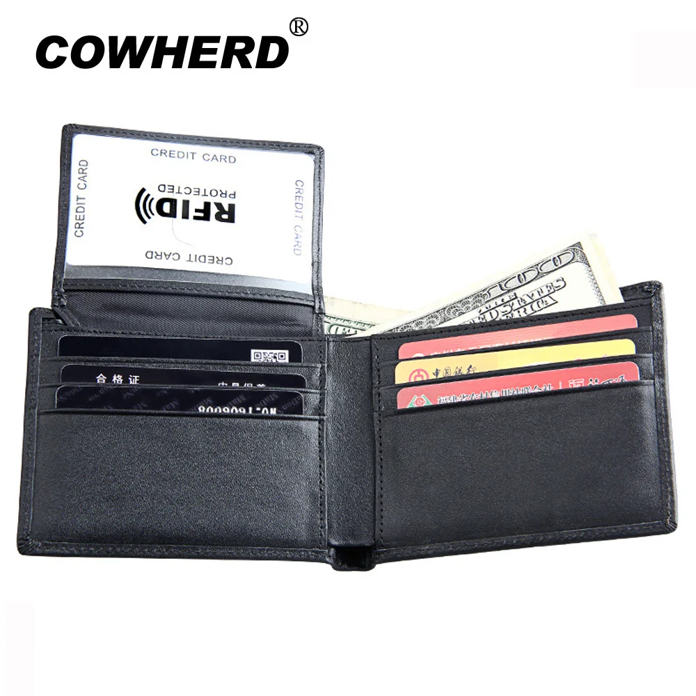 Кошелек мужской из мягкой натуральной коровьей кожи с блокировкой RFID|coin pocket|leather