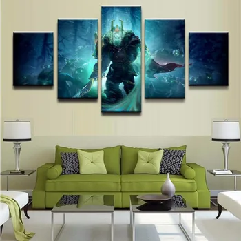 

Canvas Art Modern Framework Paintings Decor 5 Panel DOTA 2 Wraith King HD Printed Wall Modular Pictures Kids Room Game Poster