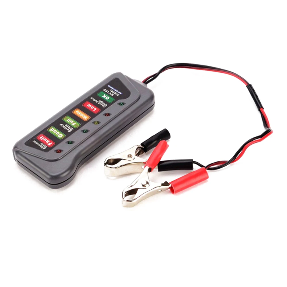 

12V LED Digital Vehicle Battery Tester Alternator Level Monitor 6 LED Light Display Car Tool Universal For Car Motorcycle Trucks