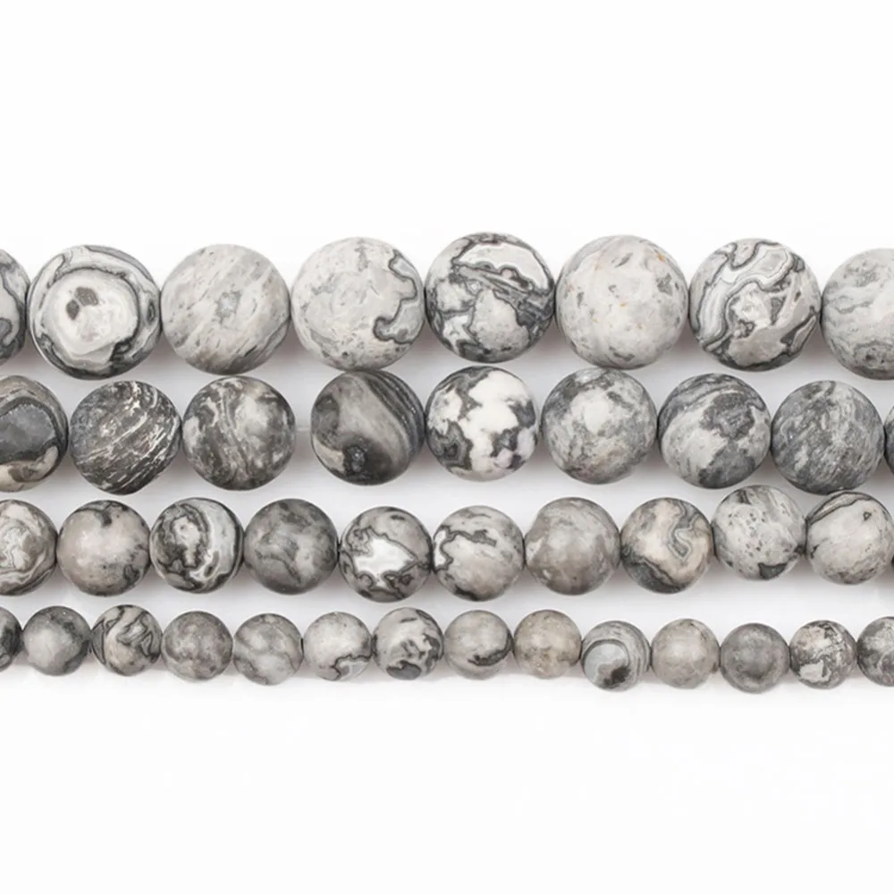 

15" Strand Fashion Natural Stone Beads Grey And White Picasso Loose Stone Beads For Jewelry Making Bracelet Necklace 4-12mm