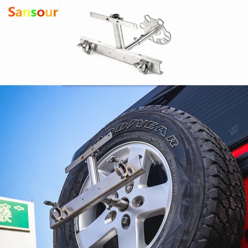 Sansour Multi function Flag Rear Spare Tire Holder License Plate Relocation Bracket Mount for Jeep Wrangler JK 2007 2017