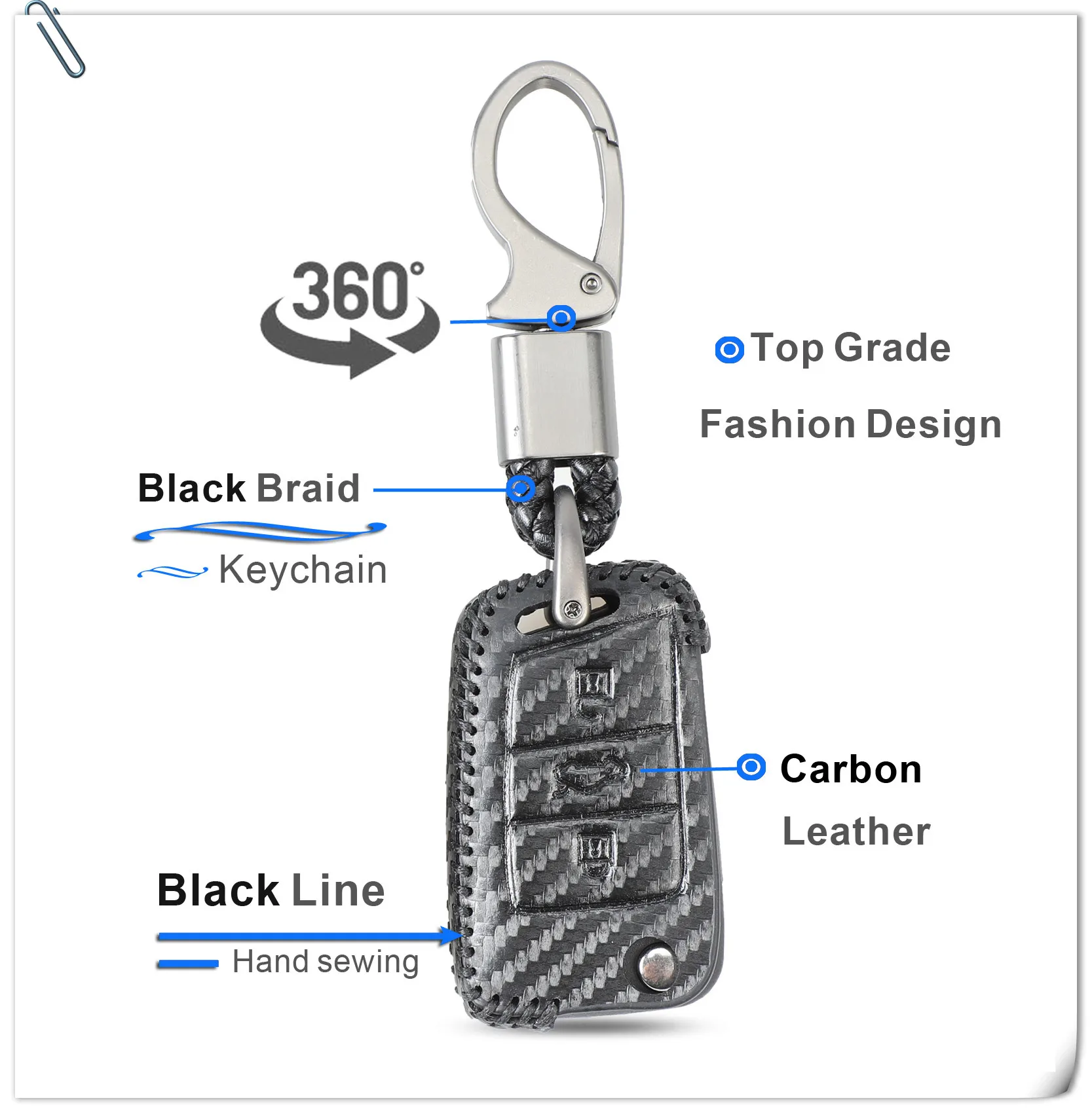 Keyforkess custodia in pelle stile chiave in carbonio per Polo Golf 7 Tiguan Skoda Octavia Karoq SEAT Ateca Leon Ibiza 2015-2019 - HTB1F4YtXeL2gK0jSZFmq6A7iXXal
