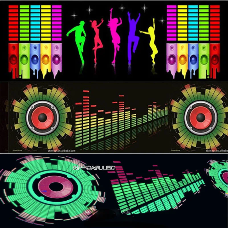 

LED Sound Music Activated EL Car Stickers Equalizer Glow Flash Panel Multi Colour Light Flashing Music Rhythm Light Lamp