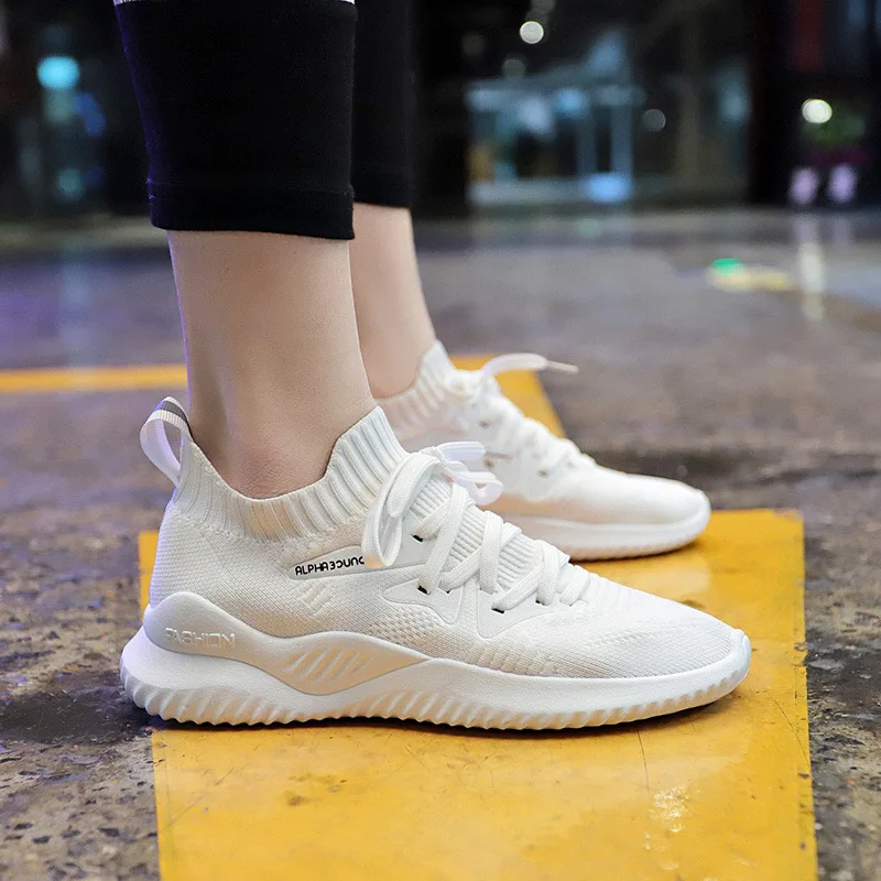 

Dwayne Shoes Women 2019 Spring and Summer New Air-breathable Flying Woven Students Korean Edition Running Women's Shoes