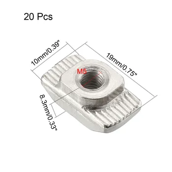 

Uxcell Sliding Roll in M4/5/6 T Slot Nuts Half Round Threaded for 3030/4545 Series Aluminum Extrusion Profile Fasteners 20pcs
