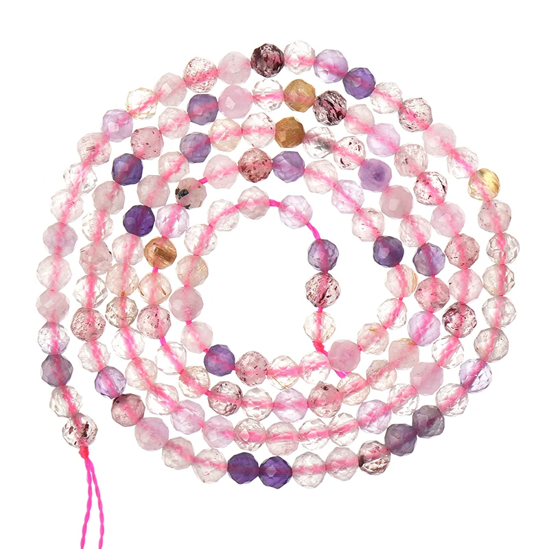 Wholesale Faceted 3-2mm Super Seven-color Crystal Quartz Stone Fit Bracelets Loose Beads 15inch For Pretty Girls Female H555 | Украшения и