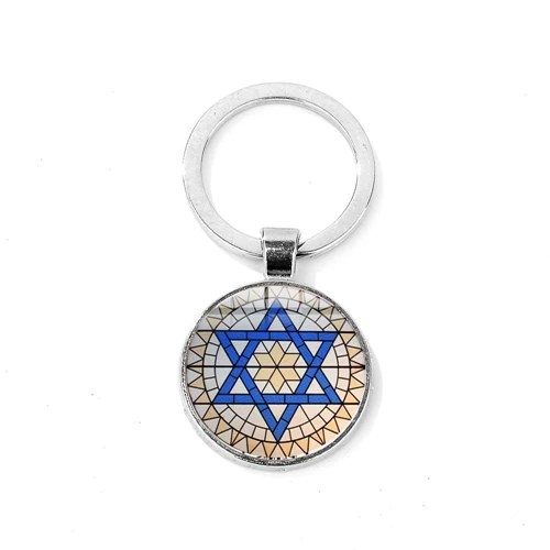 SIAN Israel Star of David брелок с гексаграммой геометрический иудейский щит символ Печатный стеклянный брелок с кабошоном Judaica украшения с иудейской символикой - Цвет: Style 13