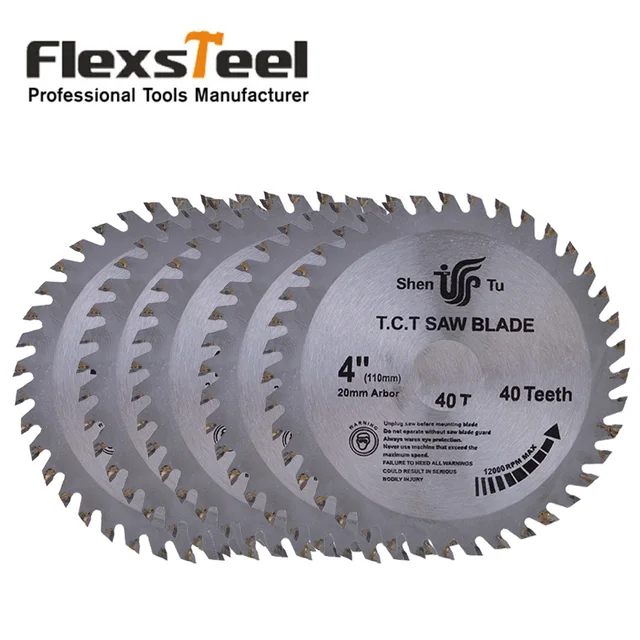 5Pcs/set 4" 100mm 40T TCT Circular Saw Blade for General Wood Cutting